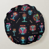 ネオンサイン宇宙エイジアトミックマルティニカクテルプリント ラウンドクッション (裏面)