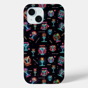 ネオンサイン宇宙エイジアトミックマルティニカクテルプリント iPhone 15ケース