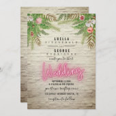 ネオンサイン白レンガ植物学結婚院 招待状 (正面/裏面)