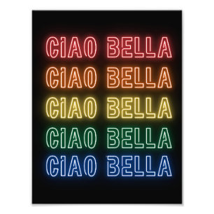 ネオンサイン風「Ciao Bella」レインボープリント フォトプリント