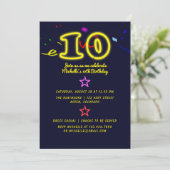 ネオンサイン 10歳の誕生日パーティーの招待状 招待状 (スタンド正面)