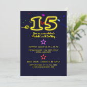ネオンサイン 15歳の誕生日パーティーの招待状 招待状 (スタンド正面)
