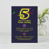 ネオンサイン 5歳の誕生日パーティー招待状 招待状 (スタンド正面)