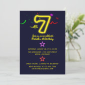 ネオンサイン 7歳の誕生日パーティーの招待状 招待状 (スタンド正面)