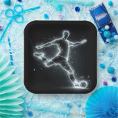 ネオンサッカーの黒番 ペーパープレート (パーティー)