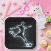 ネオンサッカーの黒番 ペーパープレート (パーティー)