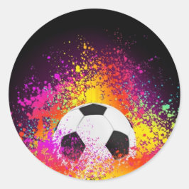 ネオンサッカーボールのシール ラウンドシール