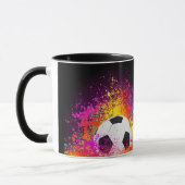 ネオンサッカーボールのマグ マグカップ (左)