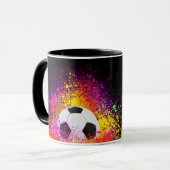 ネオンサッカーボールのマグ マグカップ (正面左)