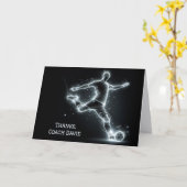 ネオンサッカー選手コーチありがとう カード (黄色い花)