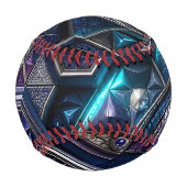 ネオンサファイアのサイバー六角形モザイク 野球ボール (裏面)
