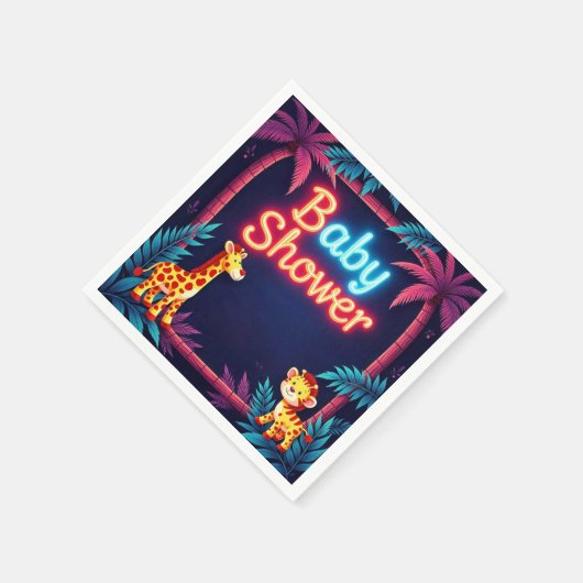 ネオンサファリベイビーシャワーナプキン スタンダードカクテルナプキン (角)