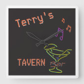 ネオンサフェイクインマパーソナライズされたンケーブターヴァンクラブ スクエア壁時計 (正面)