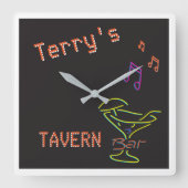 ネオンサフェイクインマパーソナライズされたンケーブターヴァンクラブ スクエア壁時計 (正面)