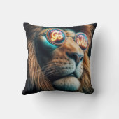 ネオンサングラスをかぶったライオン文字 クッション (裏面)