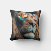 ネオンサングラスをかぶったライオン文字 クッション (正面)