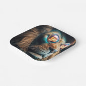 ネオンサングラスをかぶったライオン文字 ペーパープレート (傾斜あり)