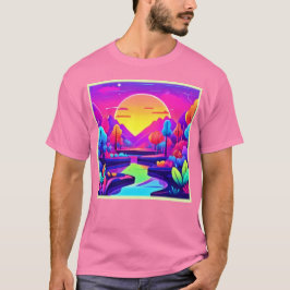 ネオンサンセットの風景 Tシャツ