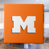 ネオンサンセットオレンジと白3Dビッグモダンイニシャル タイル