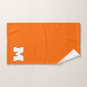 ネオンサンセットオレンジと白3Dビッグモダンイニシャル バスタオルセット (ハンドタオル)