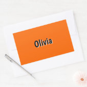 ネオンサンセットオレンジと黒の3D名パーソナライズされた前 長方形シール (封筒)