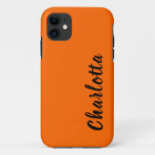 ネオンサンセットオレンジ無地の色のパーソナライズカスタムされた Case-Mate iPhoneケース (裏面)