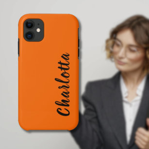 ネオンサンセットオレンジ無地の色のパーソナライズカスタムされた iPhone 11 ケース