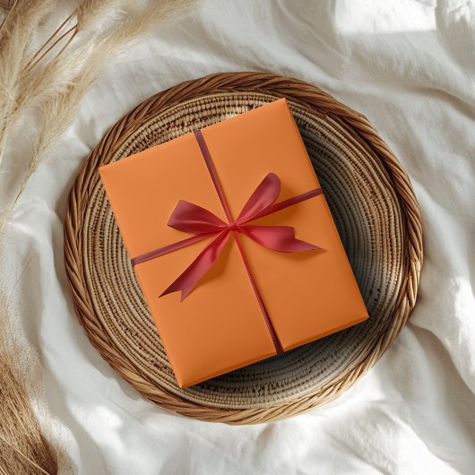 ネオンサンセットオレンジ無地の色 |クラシック |エレガント | ラッピングペーパー