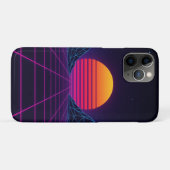 ネオンサンセットグリッド – レトロ – 未来の合成波嚢胞 Case-Mate iPhoneケース (裏面(横))