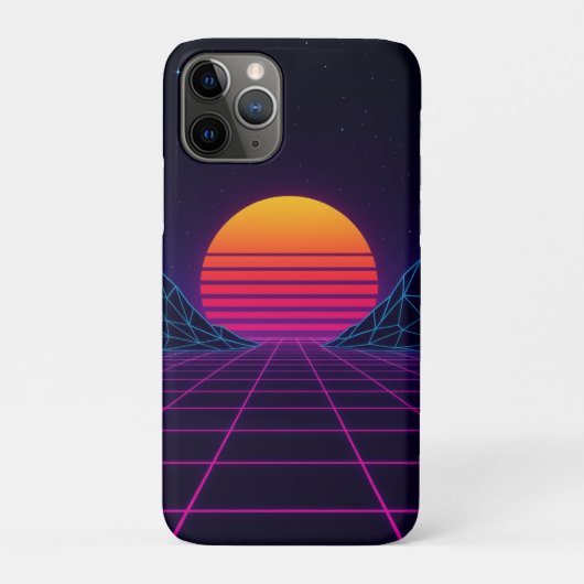 ネオンサンセットグリッド – レトロ – 未来の合成波嚢胞 Case-Mate iPhoneケース (裏)