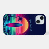 ネオンサンセットサーフィン iPhone 15ケース (裏面横)