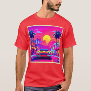 ネオンサンセットシティドライブ Tシャツ
