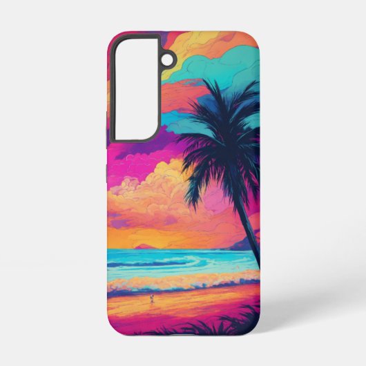 ネオンサンセットパラダイスアートデザイン SAMSUNG GALAXYケース (裏面)