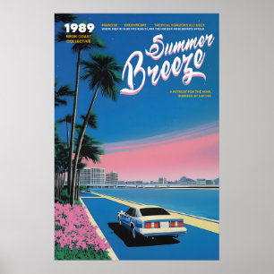 ネオンサンセットマイアミーアートプリント80年代レトロサマー ポスター