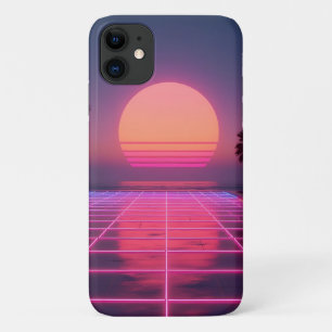 ネオンサンセットレトロ電話ケース iPhone 11 ケース