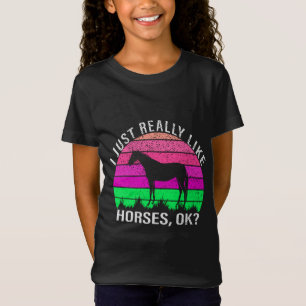 ネオンサンセット私は本当に馬が好き Tシャツ