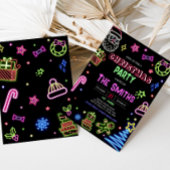 ネオンサンタ モダン クリスマスパーティ 招待状