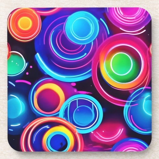 ネオンサークル抽象芸術アート コースター (正面)
