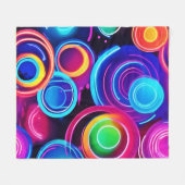 ネオンサークル抽象芸術アート フリースブランケット (正面(横))