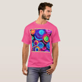 ネオンサークル抽象芸術アート Tシャツ (正面フル)