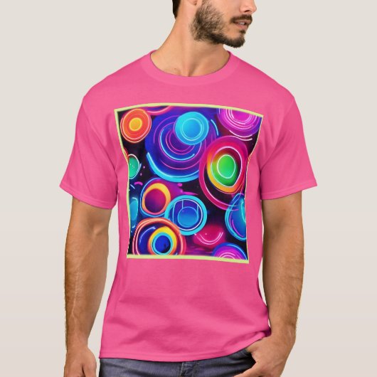ネオンサークル抽象芸術アート Tシャツ (正面)