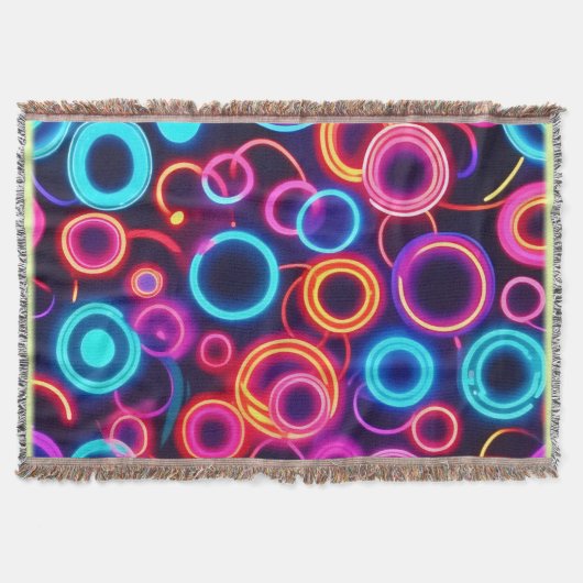 ネオンサークル：視覚的鮮やかな饗宴 スローブランケット (正面)