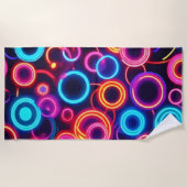 ネオンサークル：視覚的鮮やかな饗宴 ビーチタオル (正面)