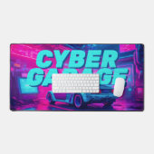 ネオンシアンマゼンタサイバーパンクガレージ レトロカー デスクマット (キーボード&マウス)