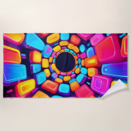 ネオンシェイプ抽象芸術トンネルアート ビーチタオル
