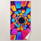 ネオンシェイプ抽象芸術トンネルアート ビーチタオル (正面)