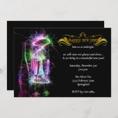 ネオンシエレガントャンパンニューイーブパーティー 招待状 (正面/裏面)