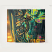 ネオンシティのオートバイ タペストリー (正面(横))