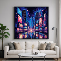 ネオンシティ通りバズ鮮やかイラストレーションスタイル