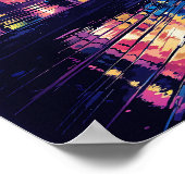 ネオンシティ通りバズ鮮やかイラストレーションスタイル ポスター (角)